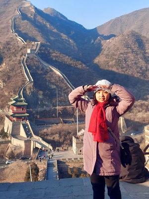 康心蘋在長城遊覽